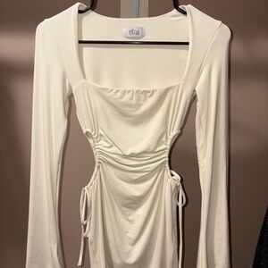 Oh Polly Cream Long Sleeve Dress